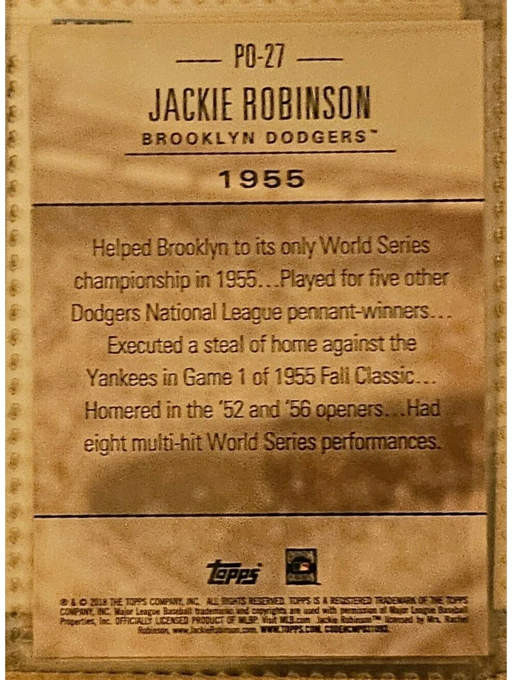 2018 Topps Update Postseason Preeminence #PO27 Jackie Robinson Dodgers